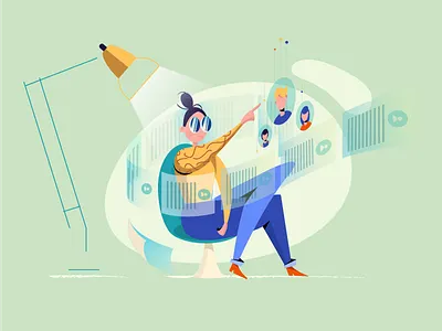 Head Hunter character hr illustration vector woman