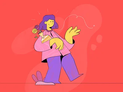 Who Wants To Be A Millionaire cartoon character coloful drawing flower girl illustration pot