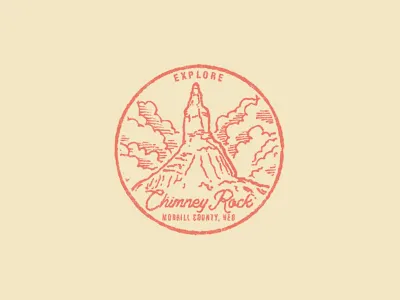 Explore Chimney Rock illustration midwest national park nature outdoors stamp vintage