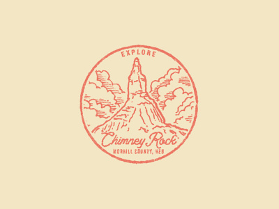 Explore Chimney Rock illustration midwest national park nature outdoors stamp vintage