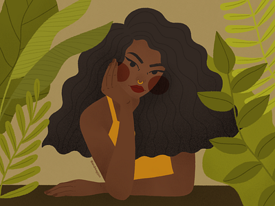 Green leaves digital digital illustration digital painting draw green illustration illustration art ipad ipad pro paint plants procreate woman