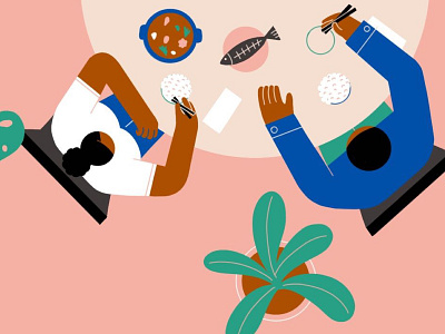 Weekend character design couple design dinner drawing eating food illustration procreate vector weekend