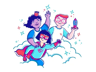 International Children's Day! character character design children childrens day cloud hero illustration illustrator kids photoshop play rocket stars superhero
