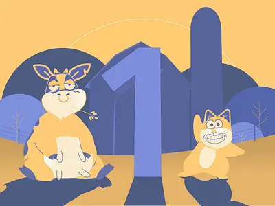 One year 2d animation character design illustration motion