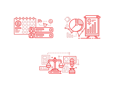 Various Gamification Illustrations (1) activities chart icon illustration law line profile quill rules scale statistics