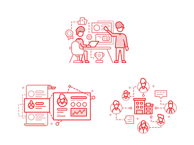 Various Gamification Illustrations (4) clients data group icon illustration line login onboarding person presentation profile statistics team