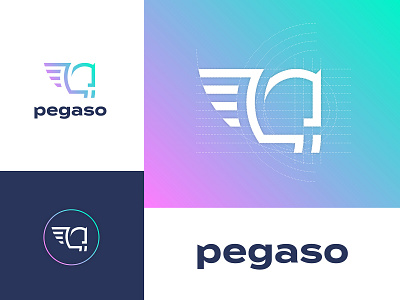 Logo Design - Estudio Pegaso animal animal logo brand design branding concept gradient logo logo construction minimal modern logo pegasus vector