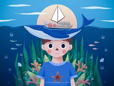 I am a navigator dream ferry illustration ocean sailing whale