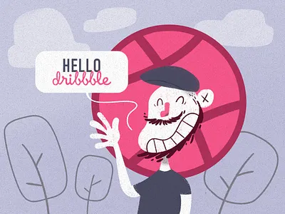 Hello Dribbble 01/02 cartoon debut first shot hello dribbble illustration self portrait