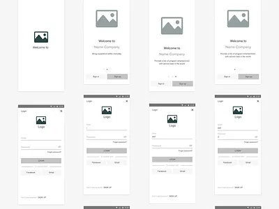 Wireframe Get Started _ Log In design get started login mobile app mobile apps uiuxdesign uxdesign wirframe