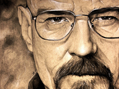 Mr. White - Breaking Bad art br ba breaking bad breakingbad brown charcoal drawing glasses heisenberg mixed media mr white pencil drawing tan traditional art walter white