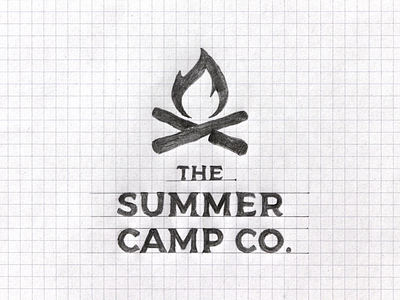 The Summer Camp Co. / apparel brand brand campfire design designer fire grid handmade identity logo logodesigner logotype mark pencil sketch sketching
