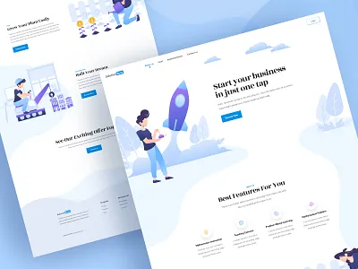 SolutionBuzz - Landing Page Concept 2019 color concept design illustration landing new page popular trendy ui ux vector website