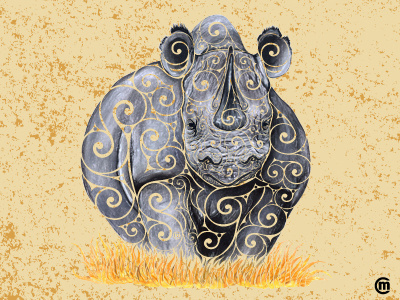 Swirly Rhinoceros abstract africa animals art artist brandnew design illustration lowbrow mixed media pastel pink rhino swirly wild wildlife wildlife conservation