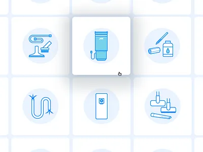 Central Vacuum System Icons blue categories custom design hover state icons illustrator tiles vacuum webshop