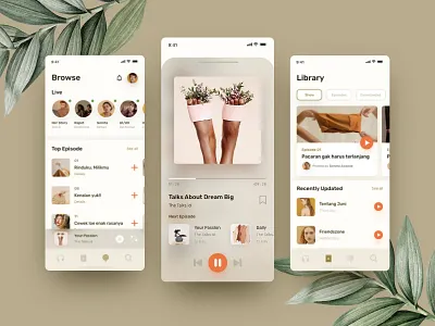 Podcast Mobile App Eksploration clean design inspiration minimalism minimalist player podcast podcast app ui