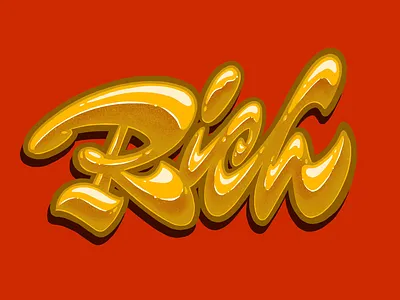 Rich brush calligraphy gold golden hand lettering lettering logo logotype procreate procreate brushes rich sign painting type typemate typography