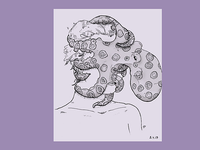 Octo-face adobe illustrator black and white color design graphic design hand drawn illustration pen