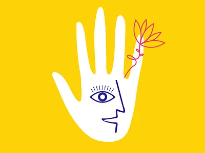 Podcast Logo branding face flower graphic design illustration logo palm podcast weird yellow