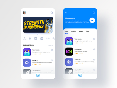 BotList App app app design application chatbot chatbots community list marketplace messenger ui ux