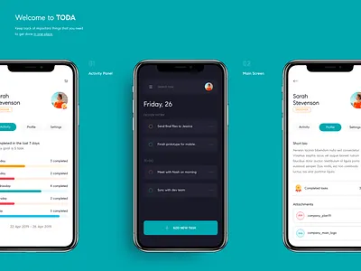 TODA app colors concept design interaction ios layout minimal task todo ui ux