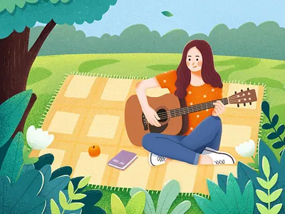 A person's time design graphical guitar illustrations music