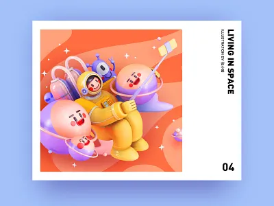 Living in Space [ Meeting friends ] 3d alien astronaut c4d cinema 4d design earth friend happy illustration kook phone planet planets selfies space spaceman star take photos 张小哈