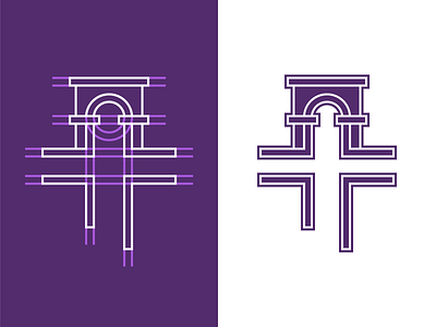 Logo Design | Church architecture brand designer brand identity branding church clean construction cross design geometric logo logo design modern monocromatic nashville negative space purple religious simple stroke