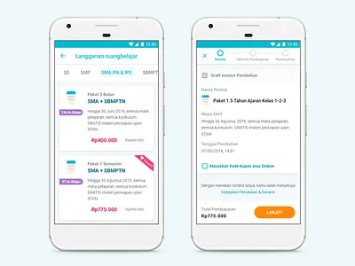 ruangbelajar Redesign Concept android app card checkout mobile tabs ui ux