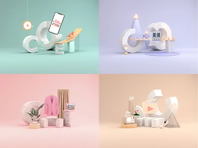 Rebranding in 3D 3d c4d colors illustration octanerender stage design vi visual identity