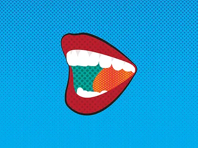 Sing - Open Mouth Pop Art Illustration colorful design dots halftone illustration mouth pop art sing teeth vector