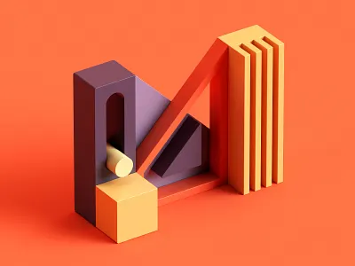 M 36 days of type 3d abstract c4d color design fun isometric letter plastic