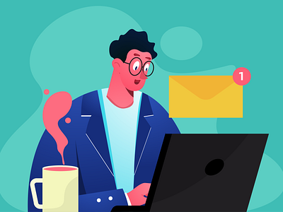illustation of happy to receive the invitation. branding color data analysis design email design financial flat happy illustration invitation person ui ux vector