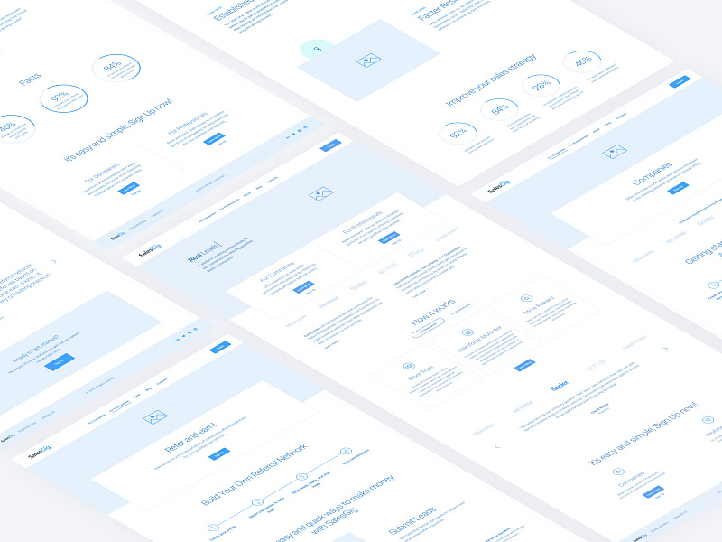SalesGig marketing website wireframes branding flat isometric prototype sales ux wireframe wireframes wireframing