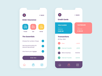 Banking App banking card color design mobile travel ui ux vector web