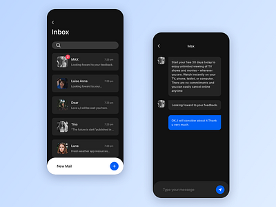 Inbox color dark ui design inbox training ui ux
