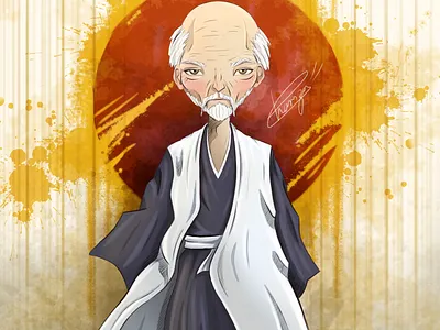 Old Shinigami blood character cool culture draw japan ninja old man samuray shinigami sketchbook