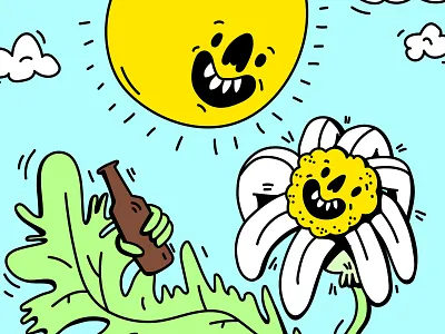 Cheers beer bubble cheerful cheers chill daisy digital dope drawing drink flower happy illustration nature park relax smile summer sun vector