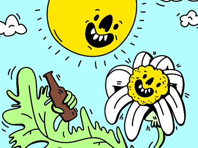 Cheers beer bubble cheerful cheers chill daisy digital dope drawing drink flower happy illustration nature park relax smile summer sun vector