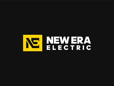 New Era Electric - Primary logo branding construction logo electric electric logo electrical logo identity logo logo design logo designer logo mark logo mark construction logo mark design logo mark symbol logodesign monogram monogram design monogram logo new era new era electric yellow logo