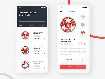 Sport Balls App app app design balls clean color creative creative design design figma football ios sport ui uiux uixdesign ux white