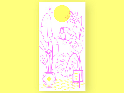 Mural Design agency apartment bird concept design graphic design green home homemade illustration pink plants studio tropical tucan vector wall wall art werock yellow