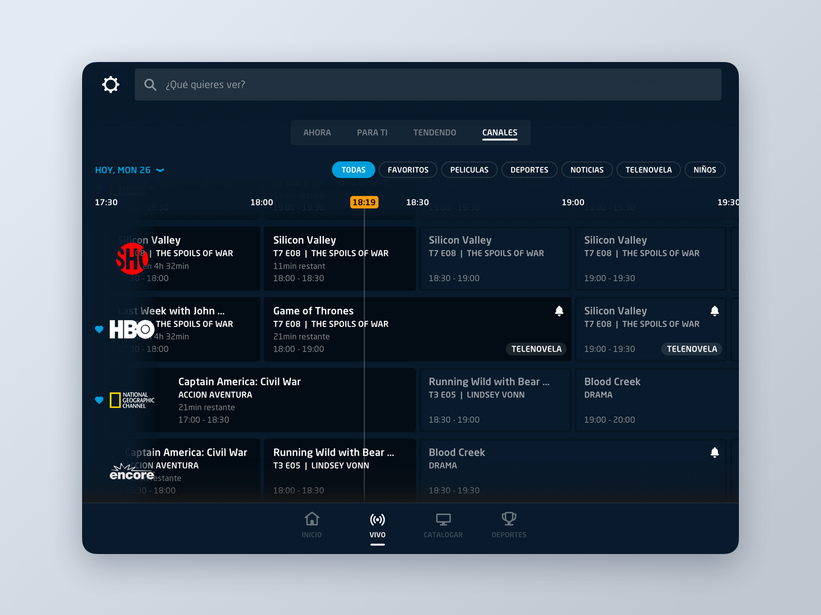DirecTV Go // TV Guide by Darcy Aubin for You.i TV on Dribbble
