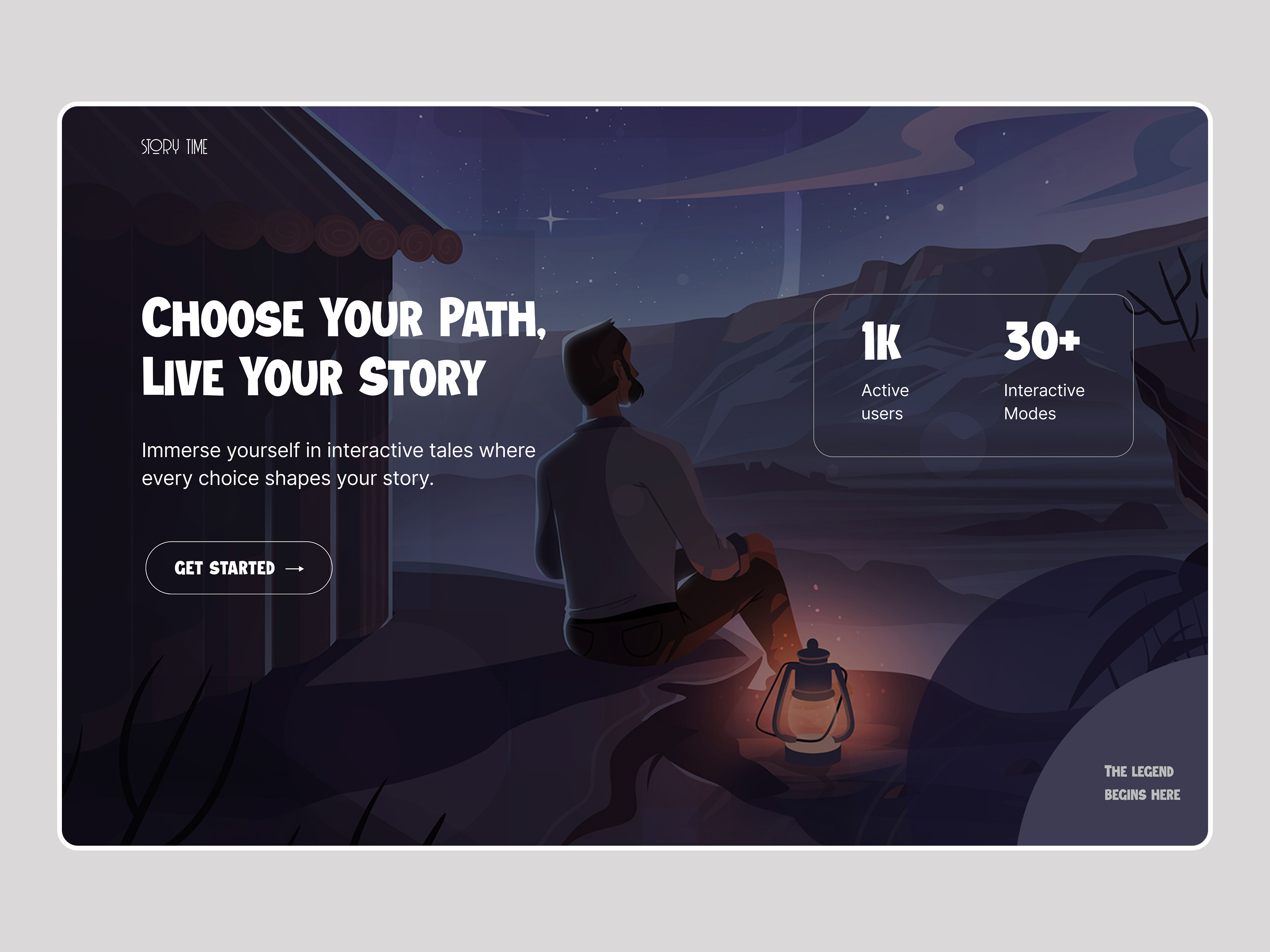 Example of Interactive story telling app UI