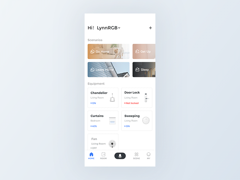 JianJu Home Page Animation animation app design gif animated icon lynnrgb mobile smart home type ui ux 智能家居 设计