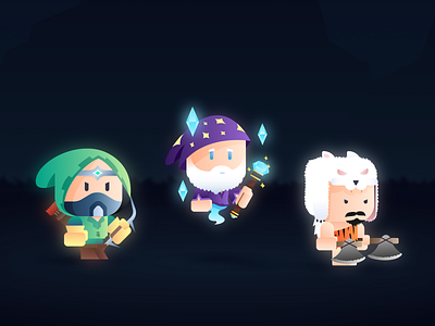 Game Hero's 2d game archer barbarian colors design game game art game characters game design game ui games heros illustration wizard