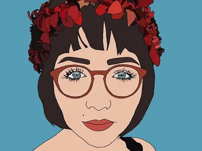 Flower Crown art design eyeglasses flowers illustration portrait