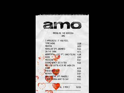 amo Receipt* album album cover amo band bmth bring me the horizon brutalism design graphic hearts metal minimal oliver sykes red rock type typography