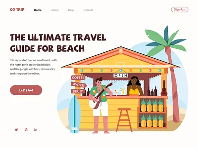 The Travel Guide beach flat illustration sea store travel trip ui web