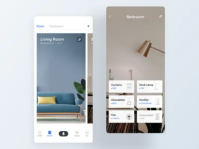 JianJu Room Page animation app design lynnrgb smart home ui